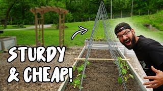 DIY TRELLIS for CUCUMBERS in a RAISED GARDEN BED [upl. by Panaggio857]