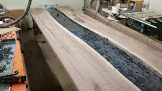 Initial Review  Live Edge Conference Table with Epoxy Resin River [upl. by Aissac805]