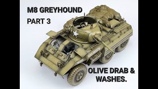 PART 3 How to paint realistic olive drab on to the Tamiya M8 Greyhound 135th Scale [upl. by Sakram]