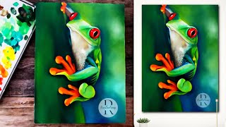 How To Paint Tropical TREE FROG  Green Nature Painting  ART Acrylic Painting [upl. by Aennyl]