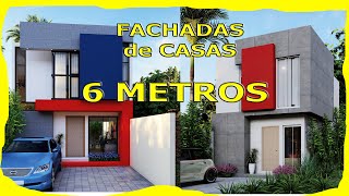 💥💙 FACHADAS de CASAS MODERNAS PEQUEÑAS de 6 Metros de Frente 21 Ideas con PLANOS [upl. by Ailaham]