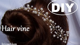 DIYTutoriel facile Vigne de cheveux pour mariéeBridal hair vine bricoartkam [upl. by Ahsitel]