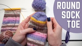 Round Sock Toe  StepbyStep Knitting Tutorial  Knitting House Square [upl. by Manouch526]