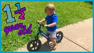 Kids Strider Bike  18 Month Old Riding Balance Bike  Review [upl. by Namrac]