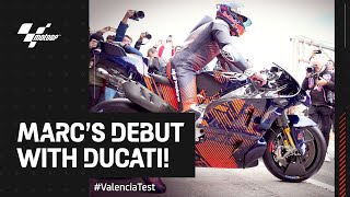 Marc Marquezs first laps with the Ducati GP23 👀  ValenciaTest [upl. by Keviv319]