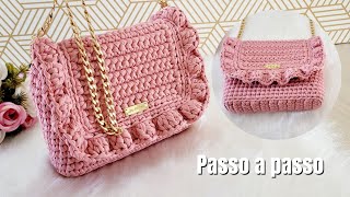 BOLSA DE CROCHÊ EM FIO DE MALHA COM BABADOS FÁCIL E RÁPIDA DE FAZER [upl. by Salahi]