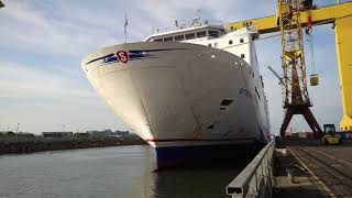 Stena Europe Harlandamp Wolff Dry Docking Timelapse [upl. by Ahsiekit]