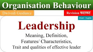 What is Leadership Leadership qualities leadership in organisational behaviour leadership skills [upl. by Atnoved515]