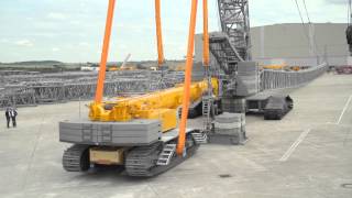 Liebherr  LR 16002 crawler crane using the LTR 1220 as counterweight [upl. by Dunton98]