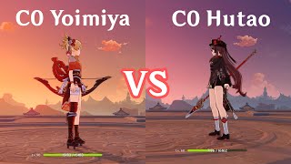 C0 Yoimiya vs C0 Hutao Whos the best PYRO WAIFU DPS [upl. by Ahsieym]