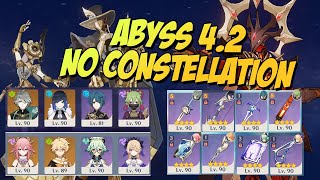 Spiral Abyss 42 F2P No Constellation 4Star Weapon Only  Genshin Impact Indonesia [upl. by Ecnaralc]