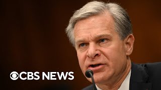 Watch FBI Director Christopher Wray warns of terrorism threat at Senate hearing [upl. by Ddet887]