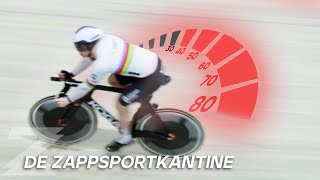 80 KM PER UUR OP EEN FIETS😱  De ZappsportKantine met Harrie Lavreysen [upl. by Einnov]