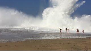 Giant Wave Crash Lumahai Beach in Kauai Hawaii [upl. by Cicily]