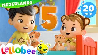 5 Kleine Aapjes Springen op het Bed  Lellobee Nederlands  Kinderliedjes Leervideos voor kinderen [upl. by Ruskin]