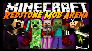 Minecraft MiniGame REDSTONE MOB ARENA  Pt 2 w CavemanFilms [upl. by Atekahs]