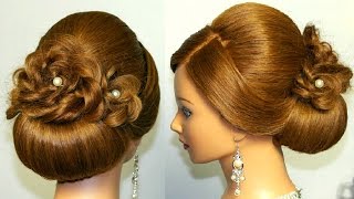 Bridal hairstyle for long hair updo tutorial with braided flowers [upl. by Assirram]