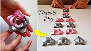 Diy FlowersSatin Ribbon RoseRolled Ribbon Roses Tutorial [upl. by Linzy]