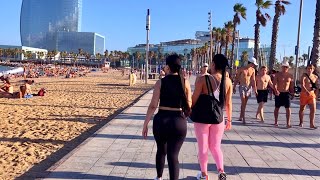 Barcelona Beach Walk 🏖️ at Platja de Sant Sebastià in Summer 2023  Spain 🇪🇸 [upl. by Peih221]