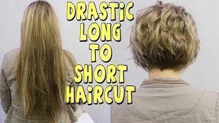 Quarantine Help DRASTIC LONG TO SHORT WOMENS HAIRCUT [upl. by Shelah758]