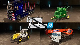 NEW MODS PREVIEW  14 Mods  KAMAZ CRANE  VOLVO FH16 WOOD WITH AUTOLOAD  Farming Simulator 22 [upl. by Norej]