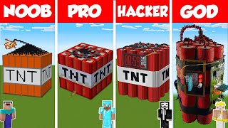 Minecraft WORKING TNT HOUSE BUILD CHALLENGE  NOOB vs PRO vs HACKER vs GOD  Animation [upl. by Cirdek178]