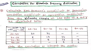 Calculate Correlation Coefficient For Bivariate frequency distribution  Pearsonian correlation [upl. by Notle676]