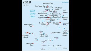 Timeline of Spratly Islands every year 19302018 with flags [upl. by Larianna]