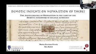 Cosmic Magic 1  M EscolanoPoveda – K Ryholt Demotic Insights on Hephaistion of Thebes [upl. by Anilegnave]