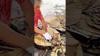 Palm leaf fan making process [upl. by Arriek]