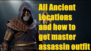 Ac odyssey all ancients locations in dlc ep 3 and how to get master assassin outfit [upl. by Jacobba]