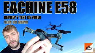 EACHINE E58 Clon Dji Mavic altitude hold Fpv Review y test español [upl. by Casi702]