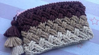 Crochet Celtic Weave Stitch Purse with zipper step by step tutorial [upl. by Haduhey]