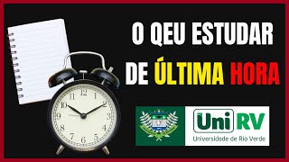 Vestibular de Medicina da UniRV O que estudar de última hora [upl. by Okihcas]