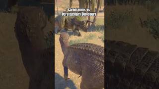 Ceratopsians Dinosaurs VS Carnotaurus Jurassic World Evolution 2 jurassicworld dinosaurgameplay [upl. by Helbonna]