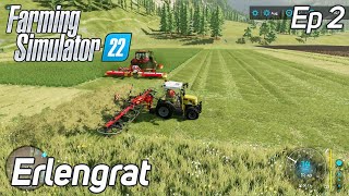 ⭐ Farming Simulator 22 ⭐FS22⭐ Erlengrat⭐ Mow Grass Drying With Tedder Transport Grass Bales ⭐ Ep 2 [upl. by Heer525]