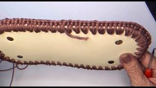 How to crochet a bag using leather bottom Pt 1 wsingle amp waistcoat crochet stitch w heart graph [upl. by Otina]