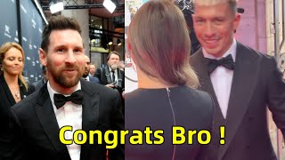 Lisandro Martinez congratulates Messi at Laureus Awards 2023 [upl. by Guinn]