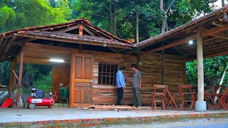 Progress Day 15 of building CABIN at resettlement site Finishing ceiling and wooden walls Gorgeous [upl. by Ranee583]