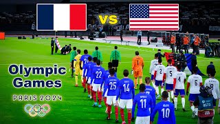 FRANCE Vs USA  Olympic Games PARIS 2024  Full Match All Goals  Realistic PES Gameplay [upl. by Bing673]