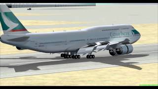 模擬飛行FSX  國泰 Boeing 7478 降落高雄 Smooth Landing 1080P HD [upl. by Cleodel677]