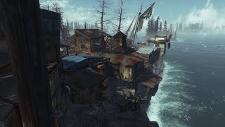 FALLOUT 4  settlement build no mods the boardwalk  longfellows cabin [upl. by Aldora]