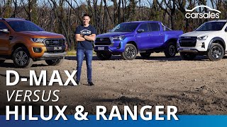 Ford Ranger v Isuzu DMAX v Toyota HiLux 2020 Comparison Test carsalescomau [upl. by Halfdan]