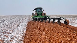 Plowing mile long rows in the snow [upl. by Inaffyt]