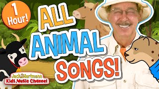 All ANIMAL Songs  ONE HOUR of FUN ANIMAL Songs for KIDS  Jack Hartmann [upl. by Enerol]