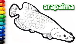 바다탐험대 옥토넛 피라루쿠를 그려보자Let’s draw and paint arapaima the Octonauts색칠놀이baba 아랏지 [upl. by Nodaj]