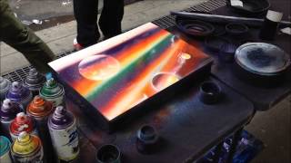 Spray paint art New York skyline [upl. by Trebla]