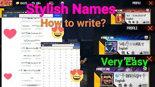 Free fire how to write stylish name  Write nickname in style  Easy long cool names [upl. by Mulford810]