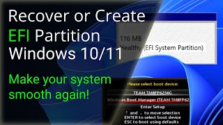 How to Recover or Create EFI Partition Windows 1011 [upl. by Queenie]