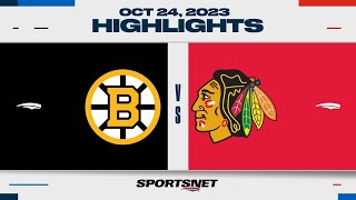 NHL Highlights  Bruins vs Blackhawks  October 24 2023 [upl. by Mussman]